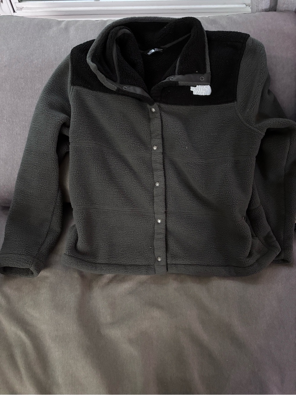 The North Face Fleece Snap-Front Jacket - Dark Gray